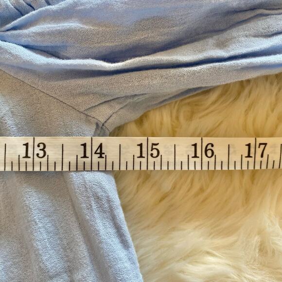 Miss Selfridge Blue Boho Embroidered Off-The-Shoulder Top 2 Bell Sleeves NWT - Picture 8 of 9